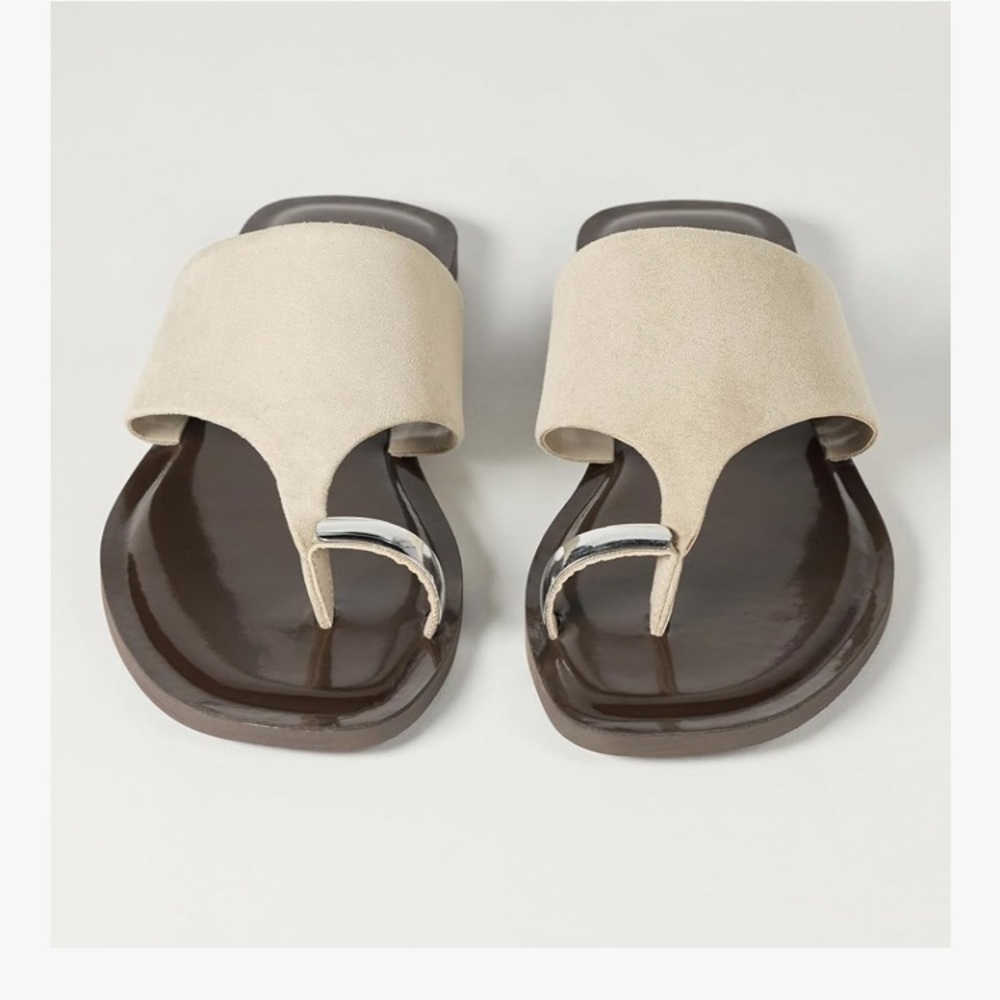 NWT The Drop Camilla wide thong Clay color vegan suede sandal size 9 & 9.5